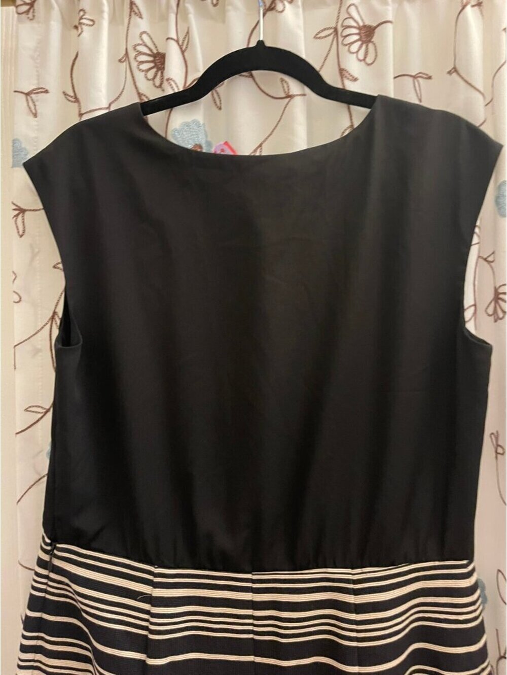 New With Tags | LOFT | 12 | Ann Taylor Black ruffle neck striped sheath dress - Picture 7 of 9